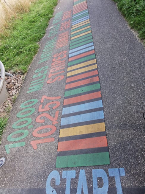 This cycle path near Great Shelford is marked with a fragment of human DNA.