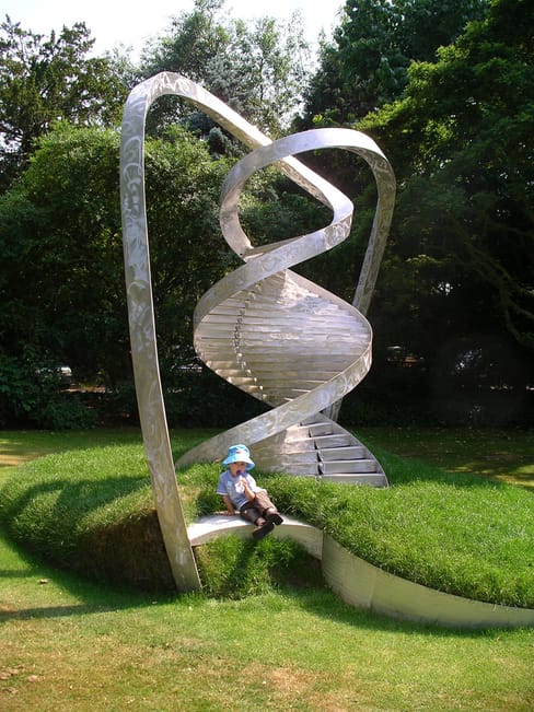 Double helix sculpture, Clare College
