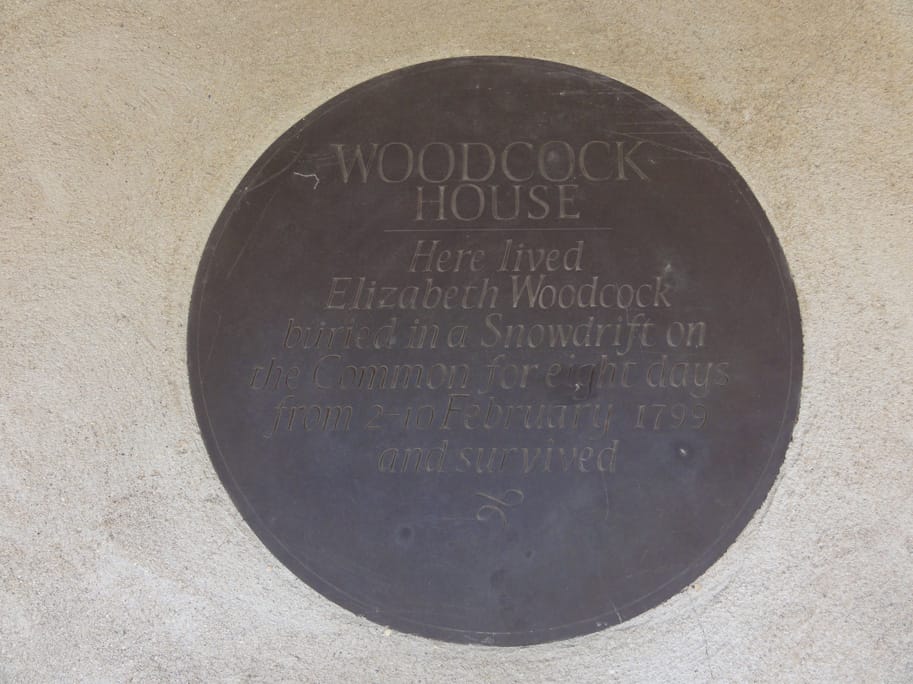 Plaque on Elizabeth Woodcock's Cottage
