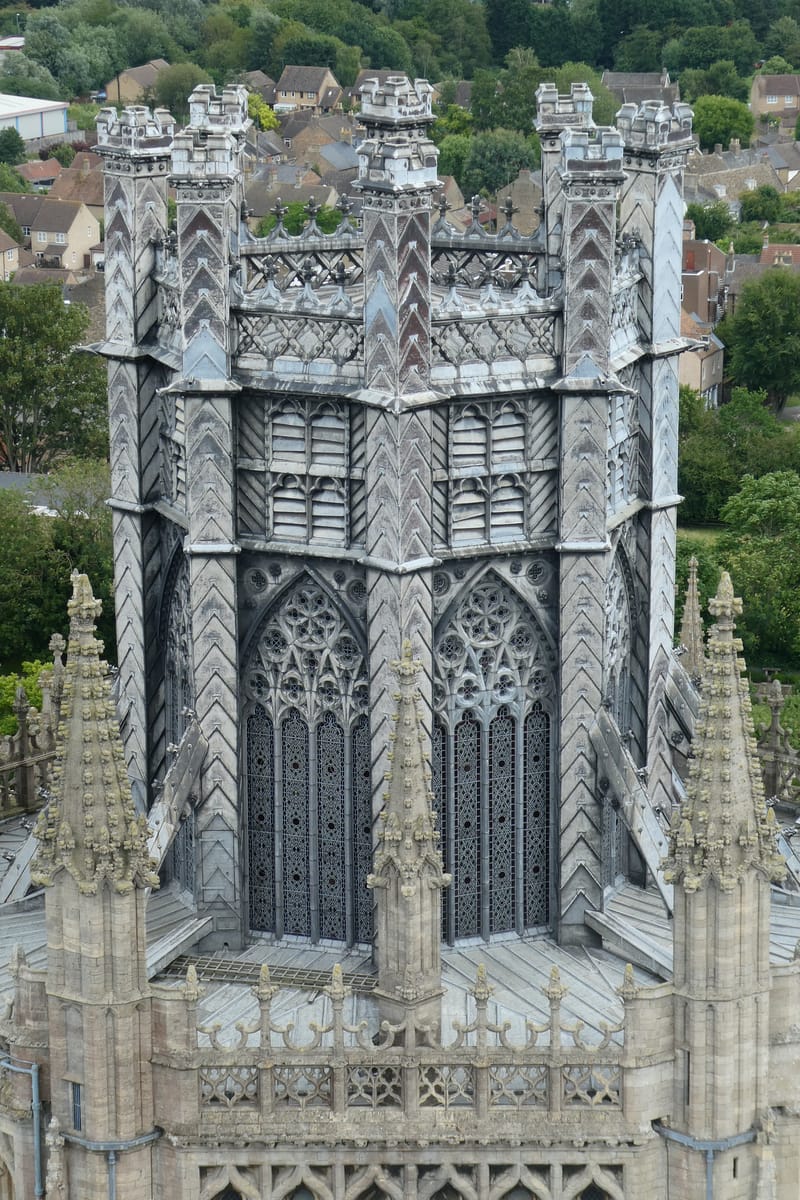 The Octagon's timber lantern from above, from the West Tower The Octagon's timber lantern from above, from the West Tower