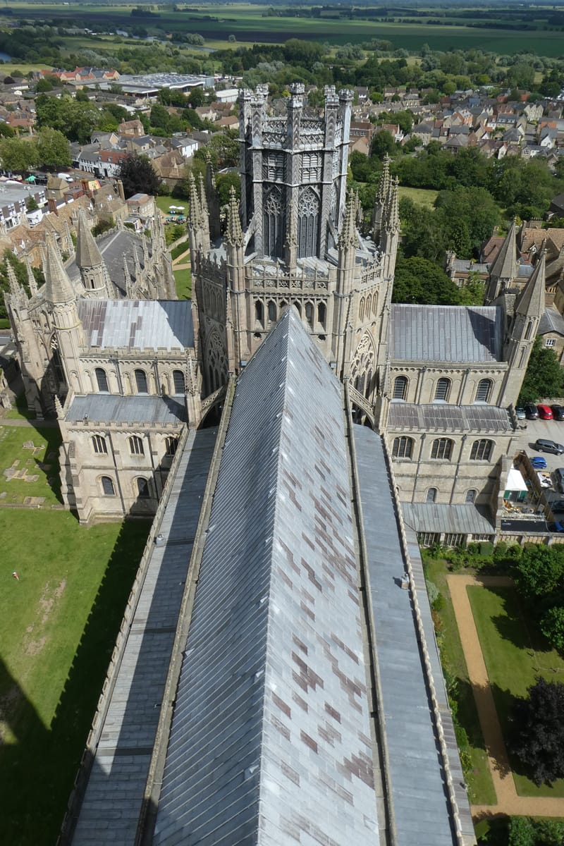 Along the nave roof towards the Octagon Along the nave roof towards the Octagon
