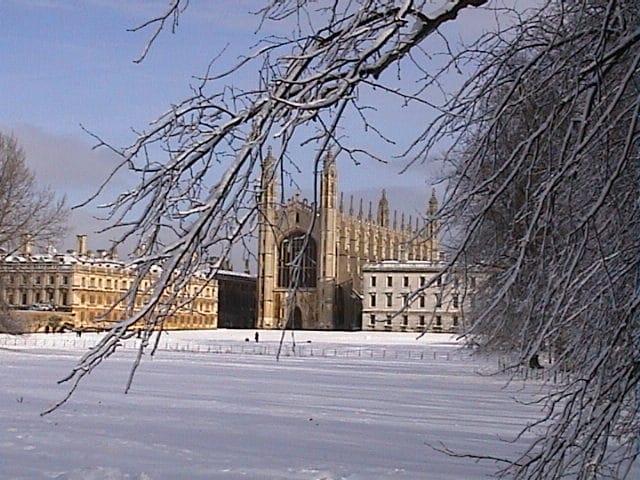Kings College Chapel in snow