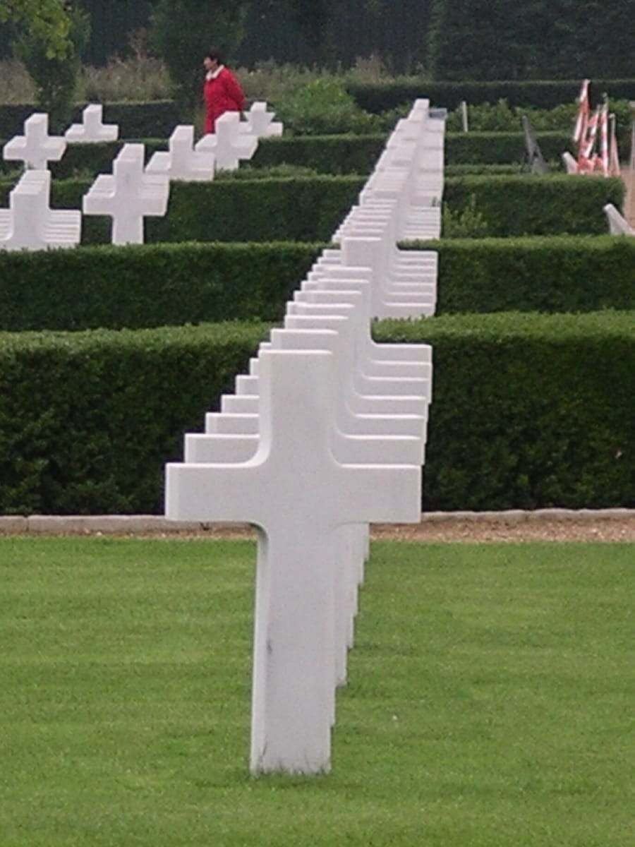 Headstones in one of the long, curving rows Headstones in one of the long, curving rows